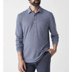 Faherty Men's Navy Striped Shirt Organic Cotton Blend Size Medium